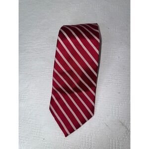 Bugatti Striped Necktie Mens Red &‎ White Diagonal Stripes Business Casual